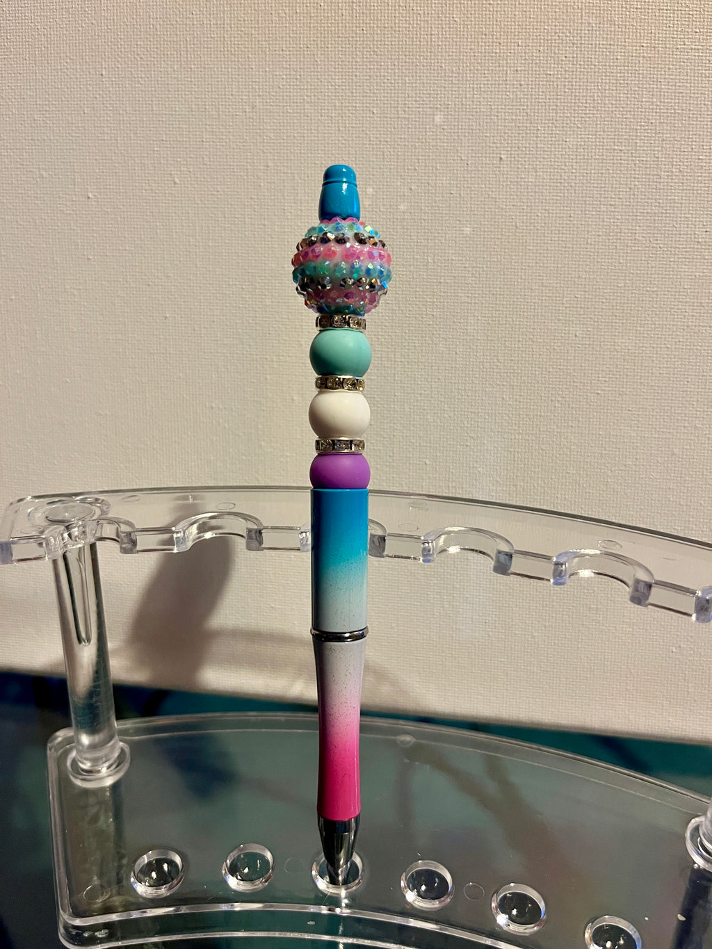 Beaded Gradient Ballpoint Pen - Turquoise, Purple & Pink