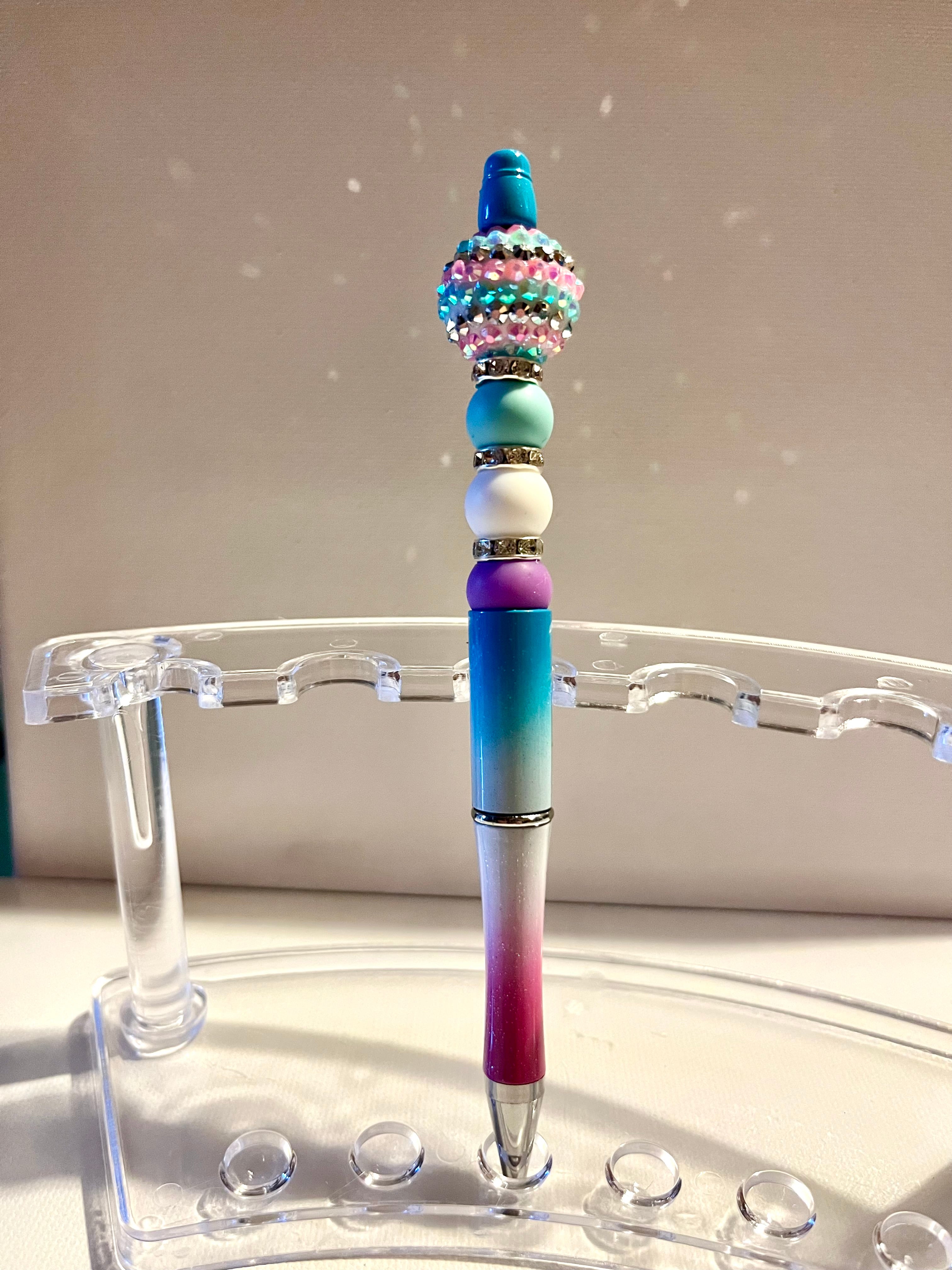 Beaded Gradient Ballpoint Pen - Turquoise, Purple & Pink