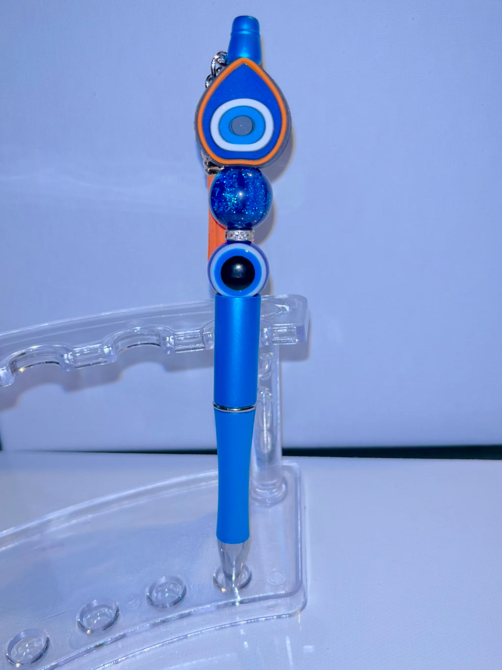 Blue Decorative Evil Eye Beaded Ballpoint Pen - Stylish Home Office Writing Pen