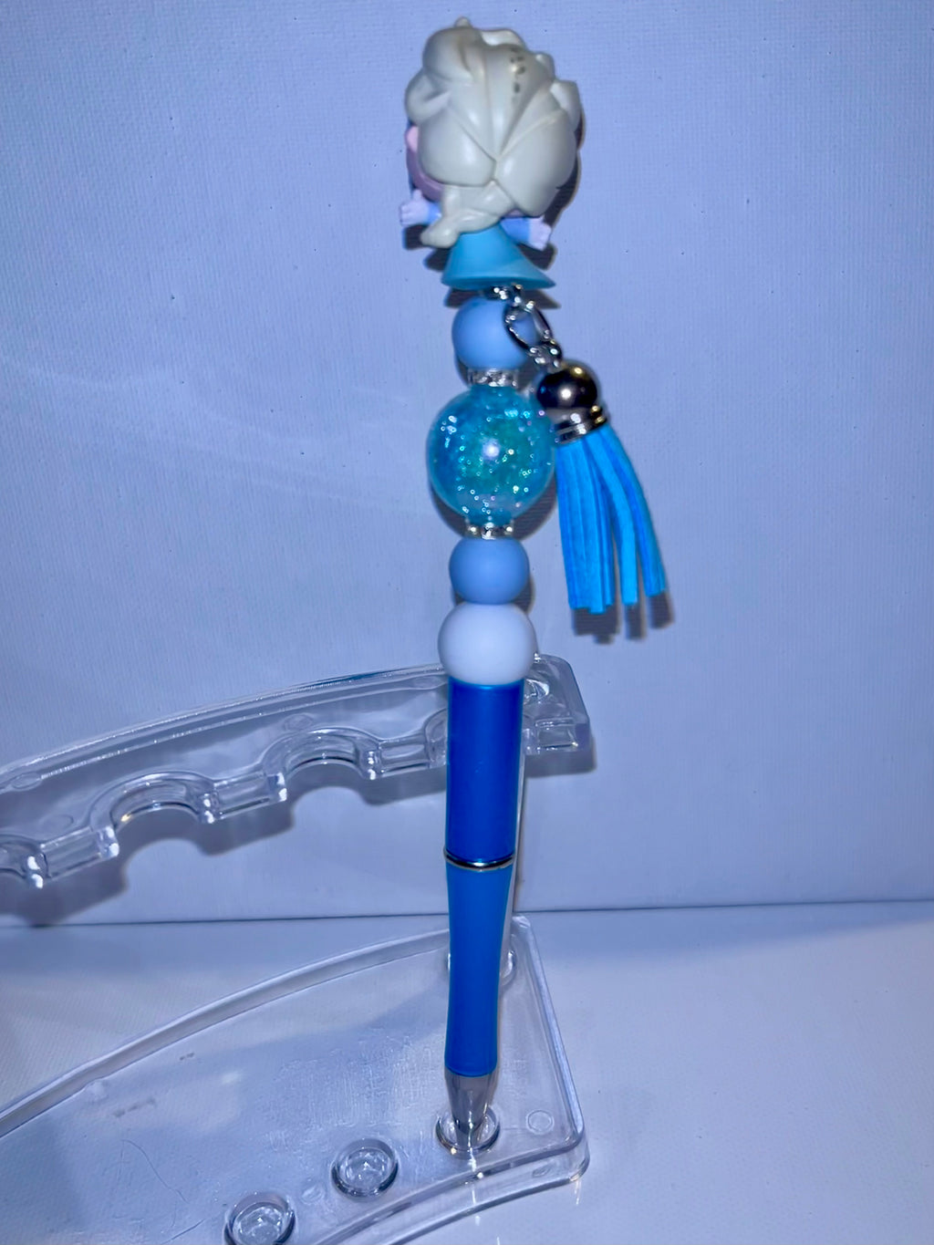 Blue Beaded “Elsa” from Frozen Ballpoint Pen with Sparkly Accents