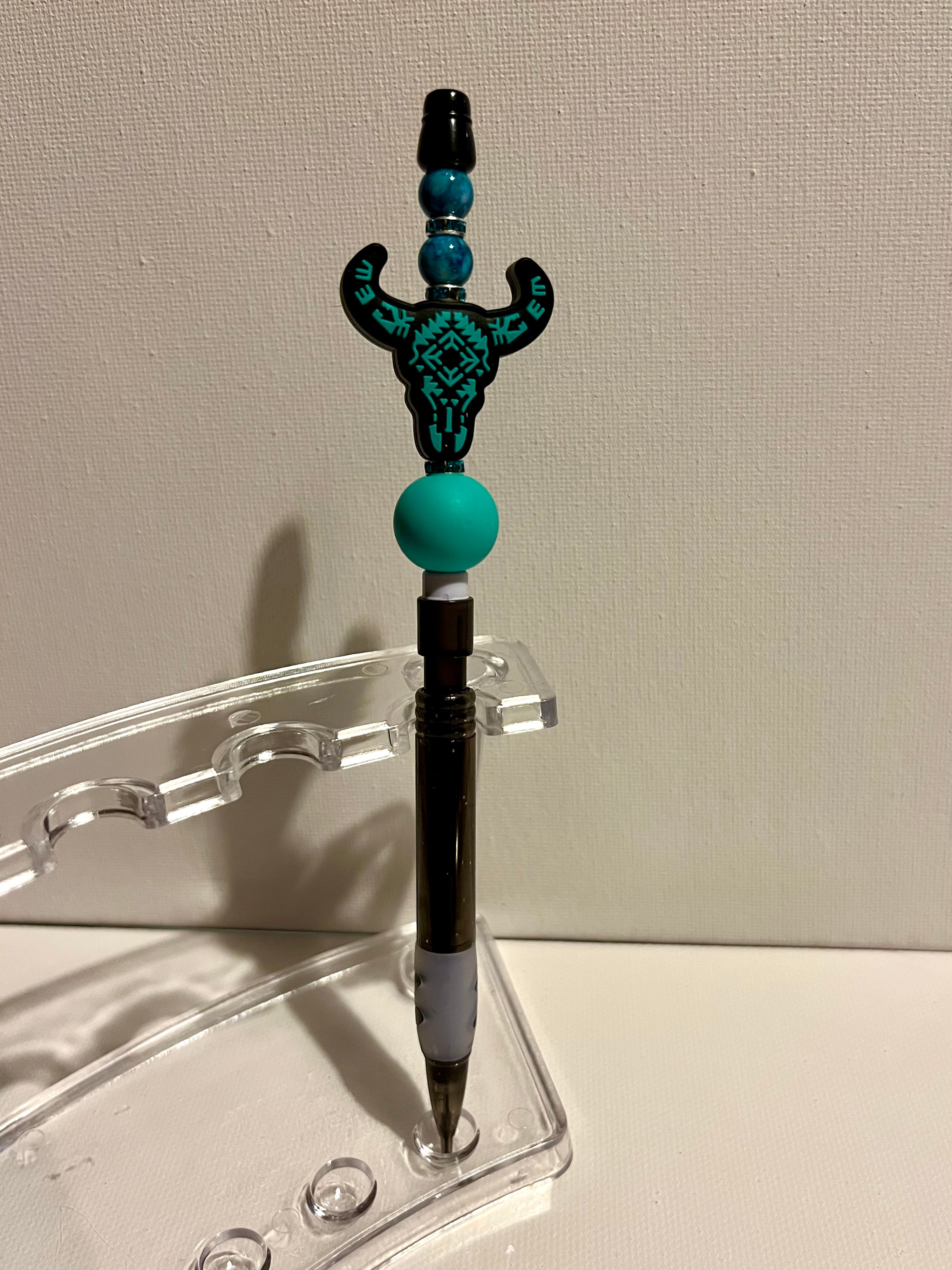 Turquoise Western Decorative Bull Skull Beaded Refillable Mechanical Pencil