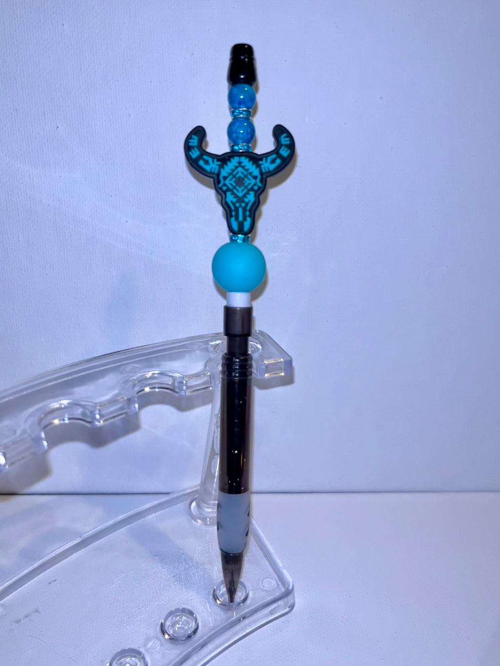 Turquoise Western Decorative Bull Skull Beaded Refillable Mechanical Pencil