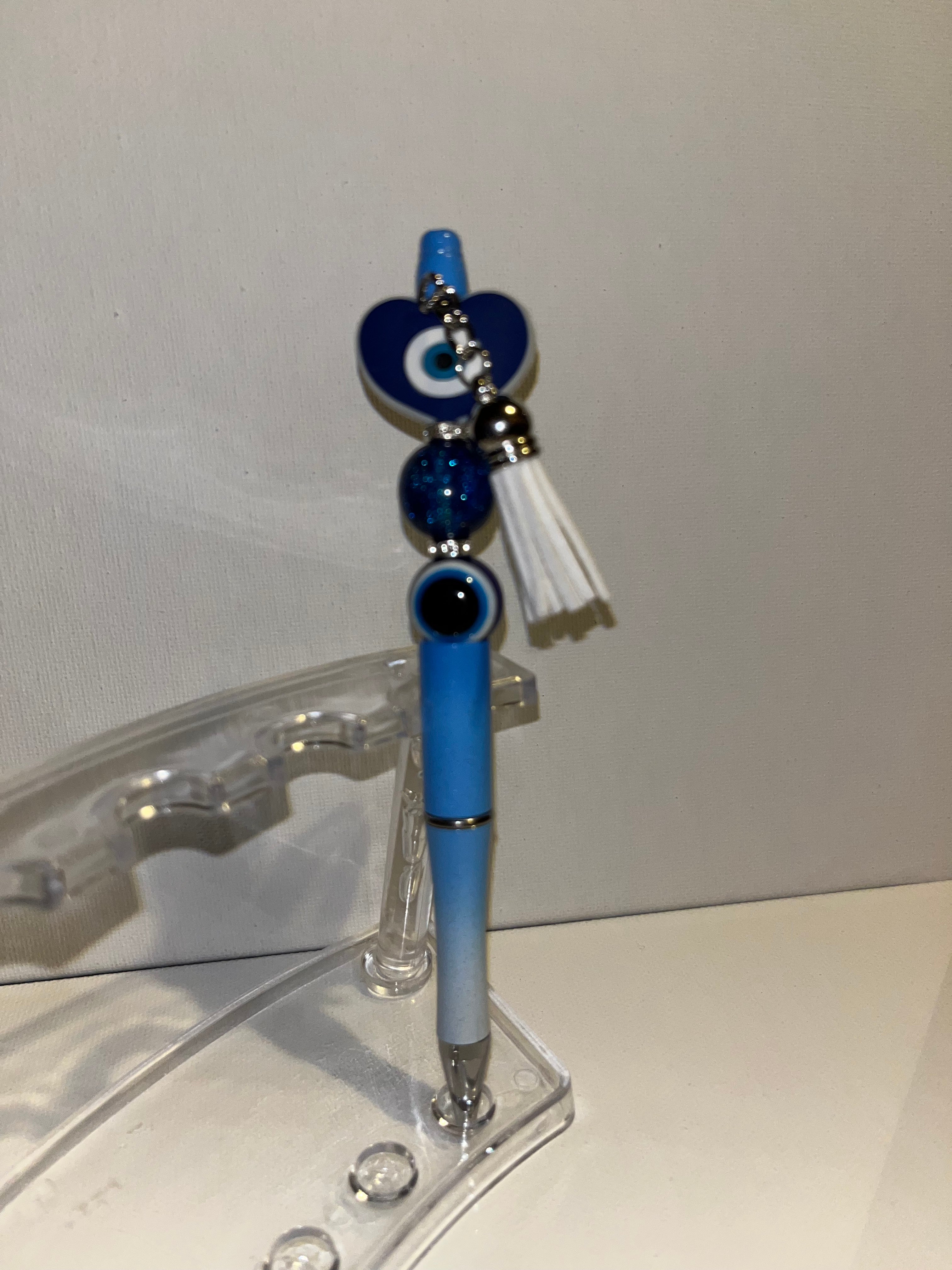 Blue Heart Evil Eye Tassel Ballpoint Pen - Decorative Home Office Stationery