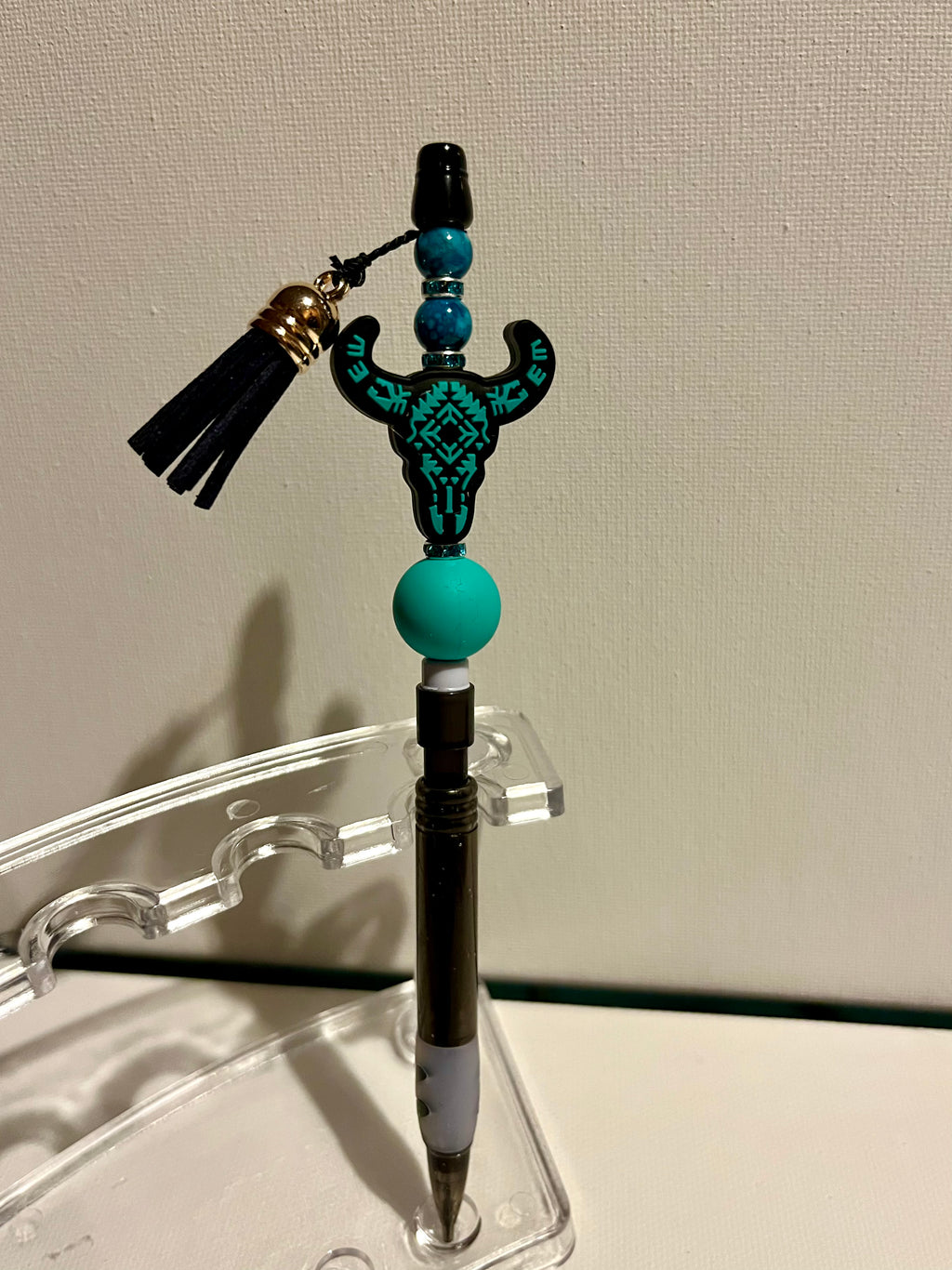 Teal Bull Beaded Refillable Mechanical Pencil
