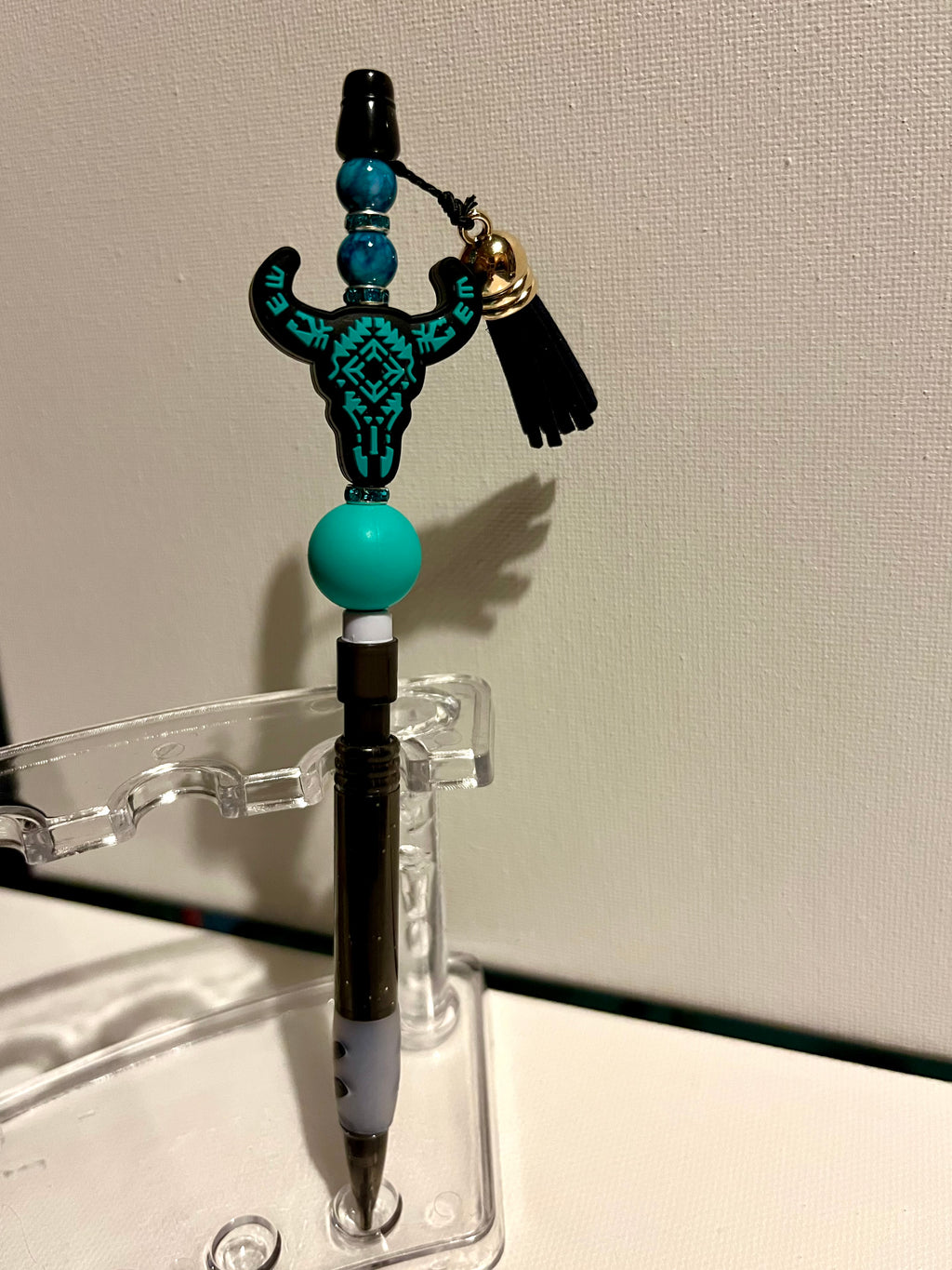Teal Bull Beaded Refillable Mechanical Pencil