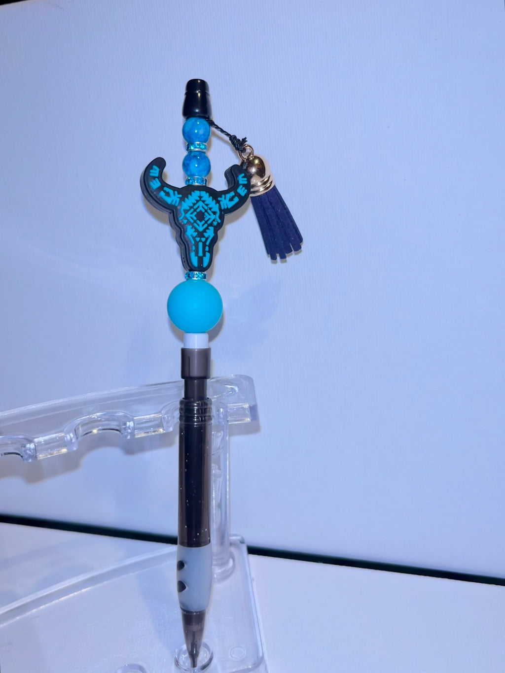 Teal Bull Beaded Refillable Mechanical Pencil