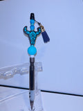 Teal Bull Beaded Refillable Mechanical Pencil