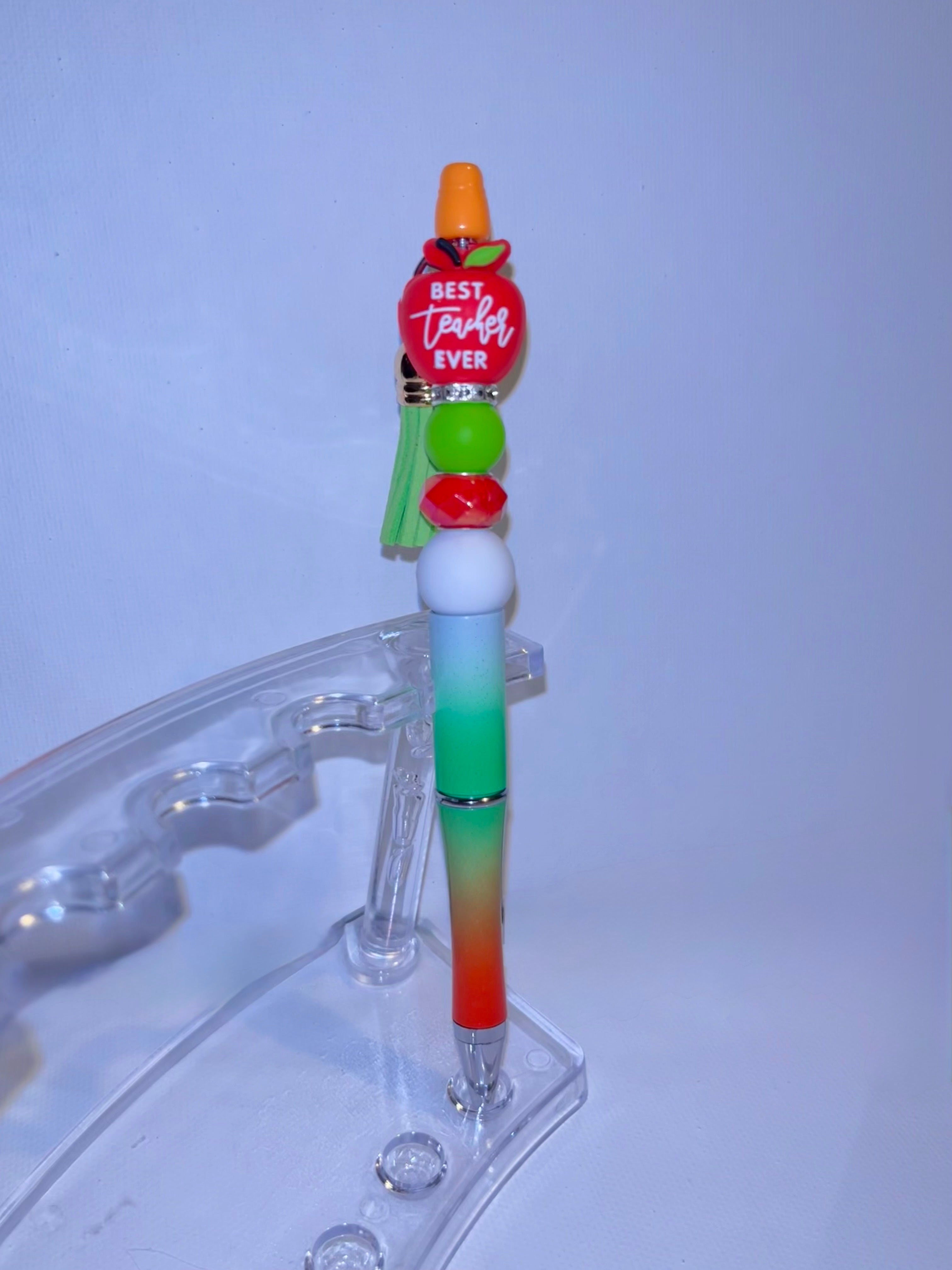 Best Teacher Ever Multicolor Beaded Ballpoint Pen