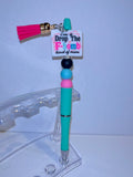 Turquoise & Pink Tassel Bead Charm Pen - Playful Desk Accessory