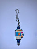 Blue 'Caffeine & Kindness' Coffee Cup Pendant Cup Charm Keychain