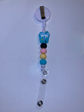 Cute Pastel Beaded Badge Reel with Bubble Tea Charm