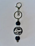Black & White 'Dad Life' Beaded Keychain Charm