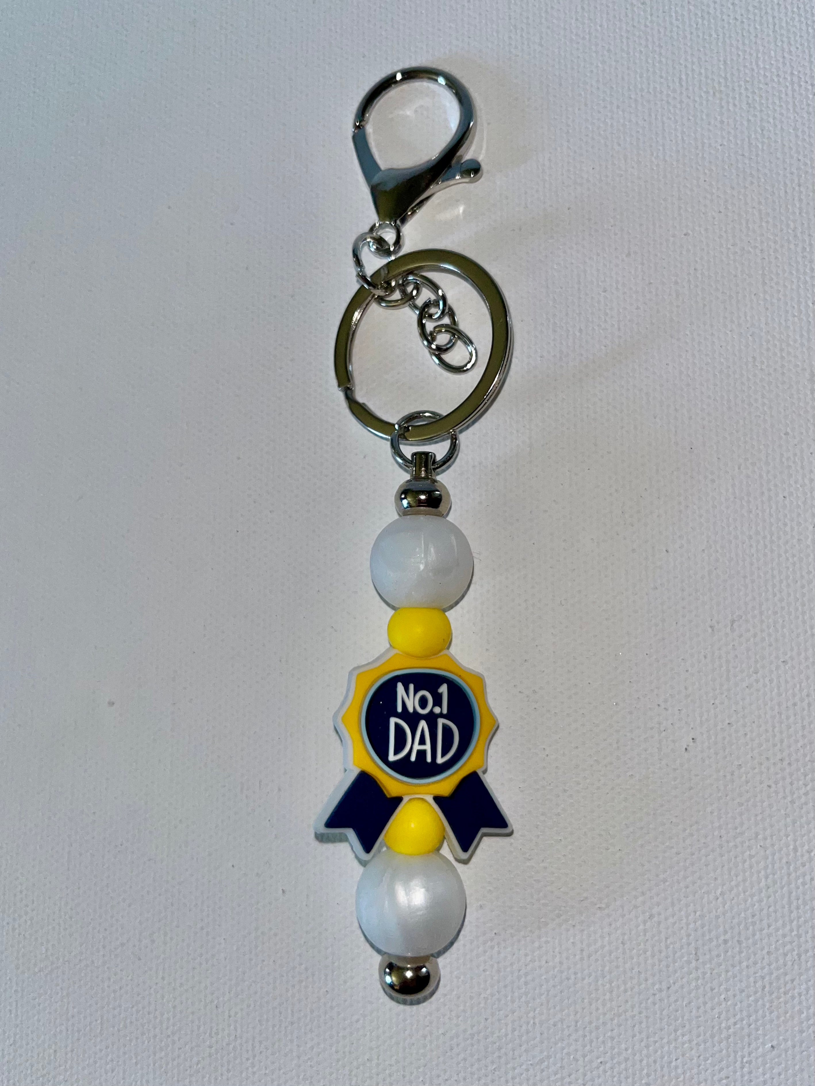 No.1 Dad Blue and Yellow Ribbon Keychain/Card Holder Charm