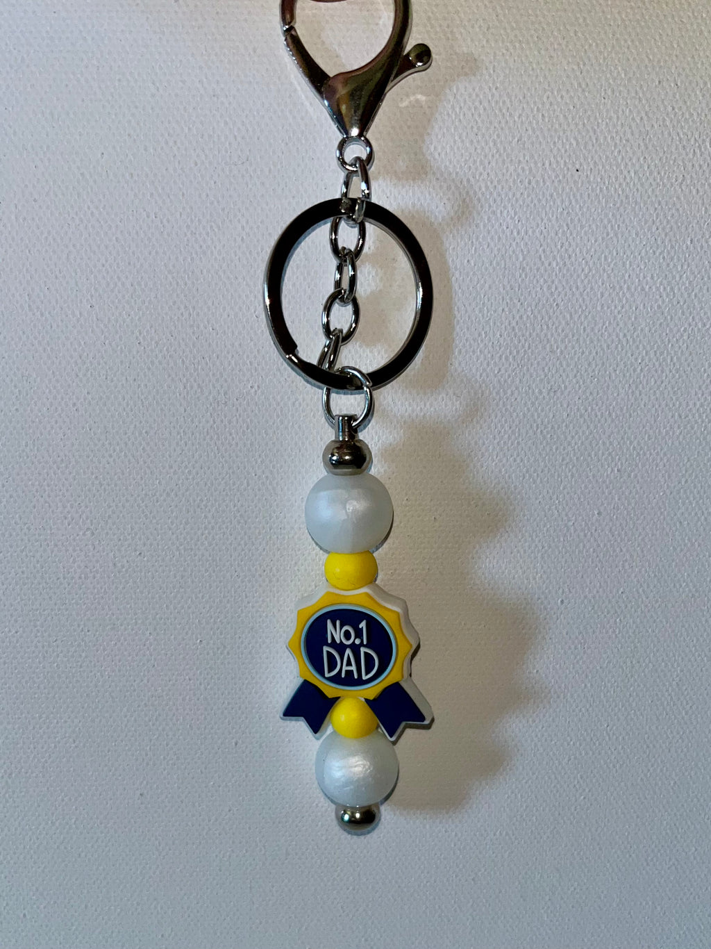 No.1 Dad Blue and Yellow Ribbon Keychain/Card Holder Charm