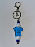 #1 Dad Blue T-Shirt Keychain - Men's Key & Card Holder Accessory