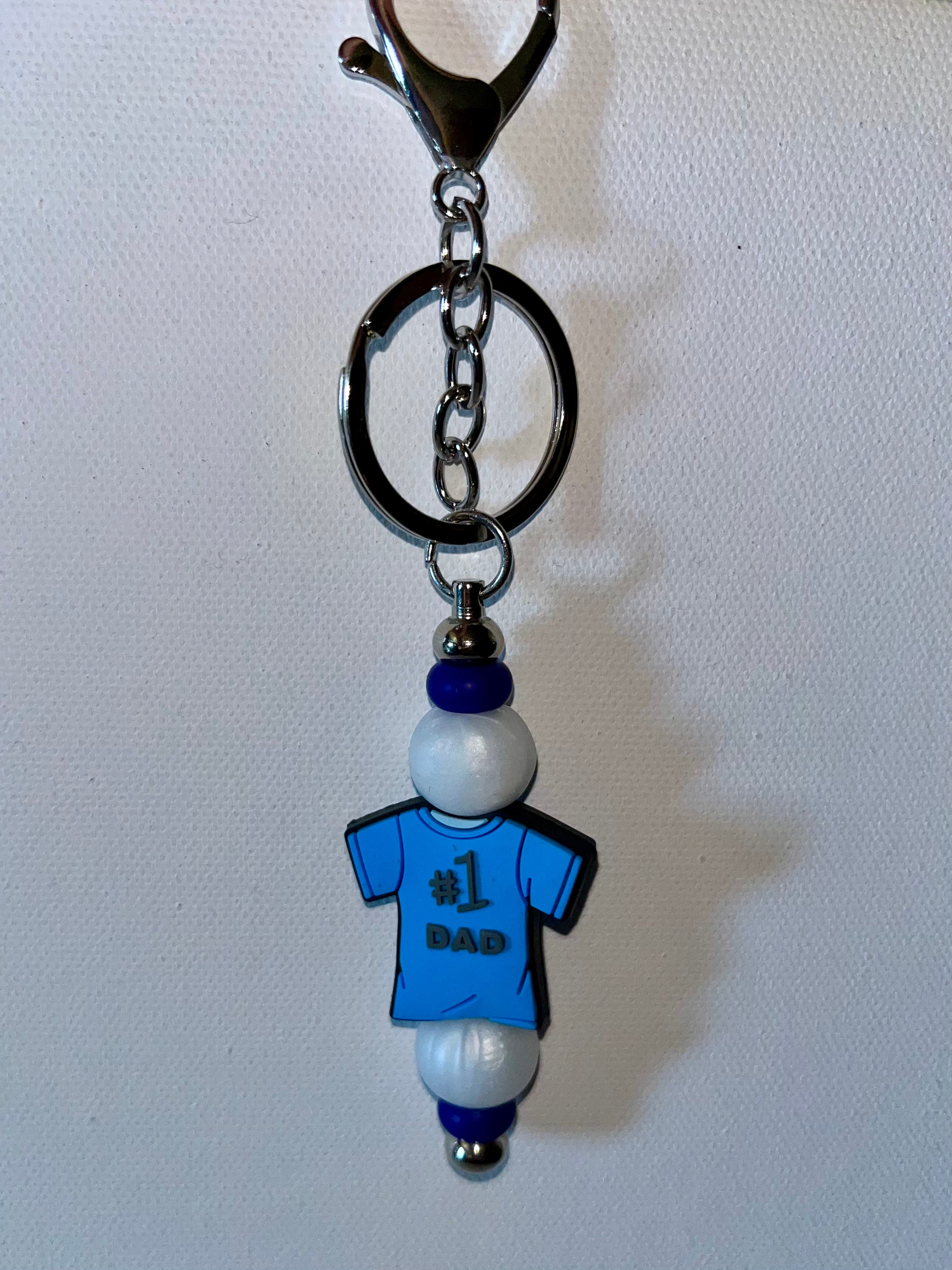 #1 Dad Blue T-Shirt Keychain - Men's Key & Card Holder Accessory