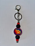 Super Dad Keychain Card Holder - Red, Blue, Yellow & Black