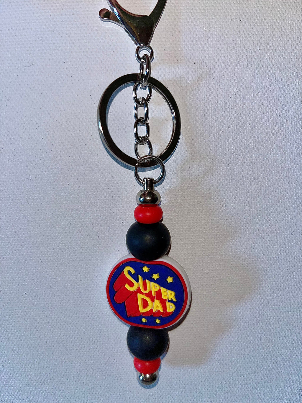 Super Dad Keychain Card Holder - Red, Blue, Yellow & Black