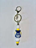 Happy Father's Day Blue, White & Yellow Necktie Keychain Key Holder