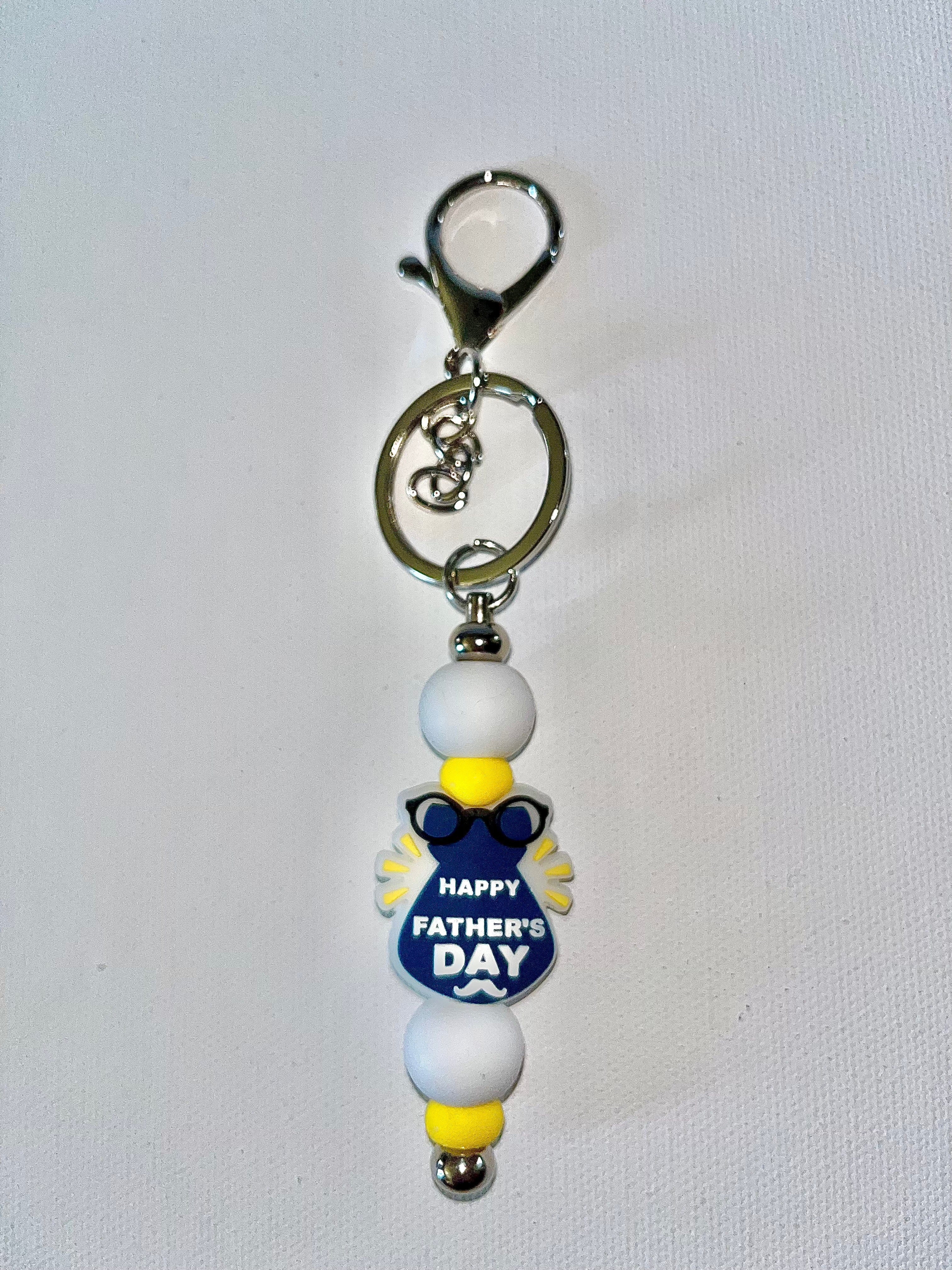 Happy Father's Day Blue, White & Yellow Necktie Keychain Key Holder