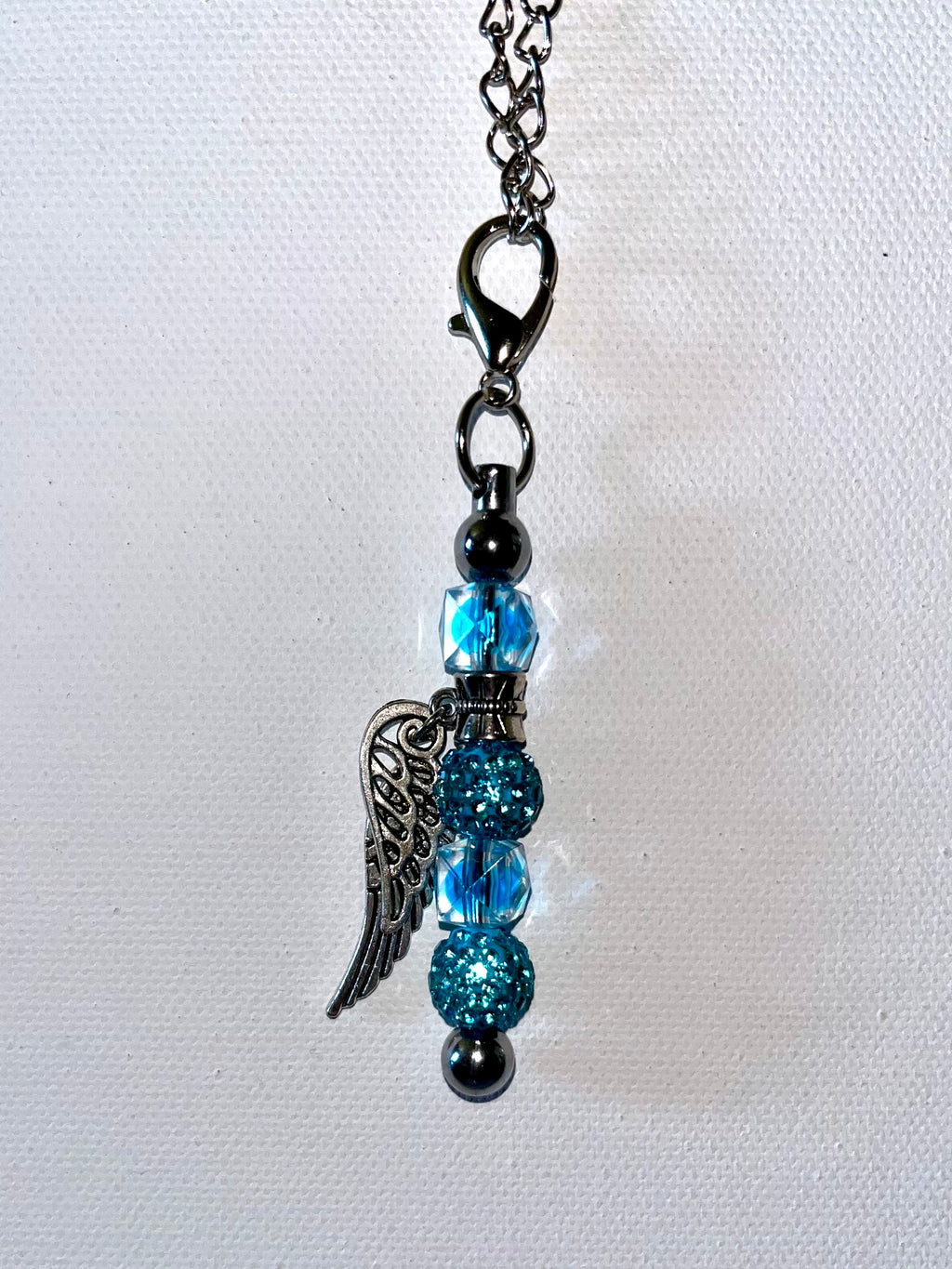 Elegant Sparkly Turquoise Angel Wing Beaded Cup Charm