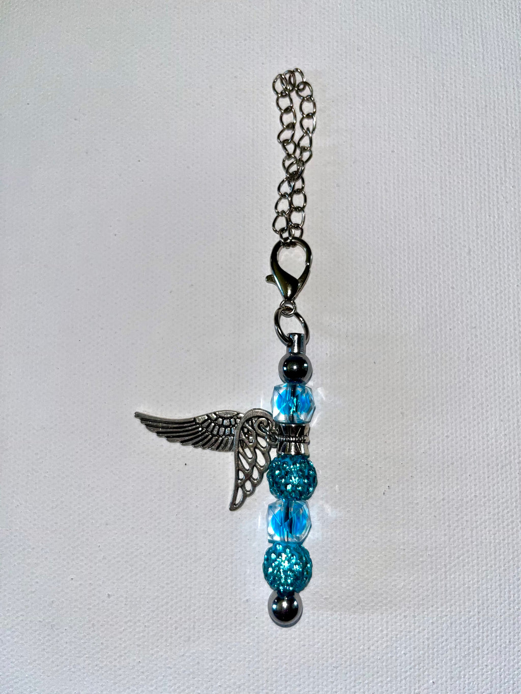 Elegant Sparkly Turquoise Angel Wing Beaded Cup Charm