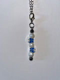 Cup Charm with Blue & Silver Butterflies & Pearlescent White Beads