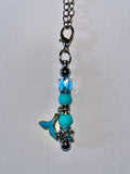 Turquoise & Silver Cup Charm w/Mermaid Tail Charm & Sparkly Rhinestone Accents