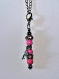 Pink & Silver Dolphin Cup Charm W/Rhinestone Accents