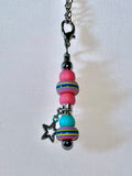 Pink,Teal & Rainbow-Stripe Cup Charm w/Star Charm