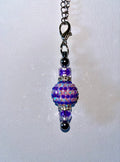Shimmery Iridescent Purple & Pink-Striped Cup Charm w/Rhinestone Accents