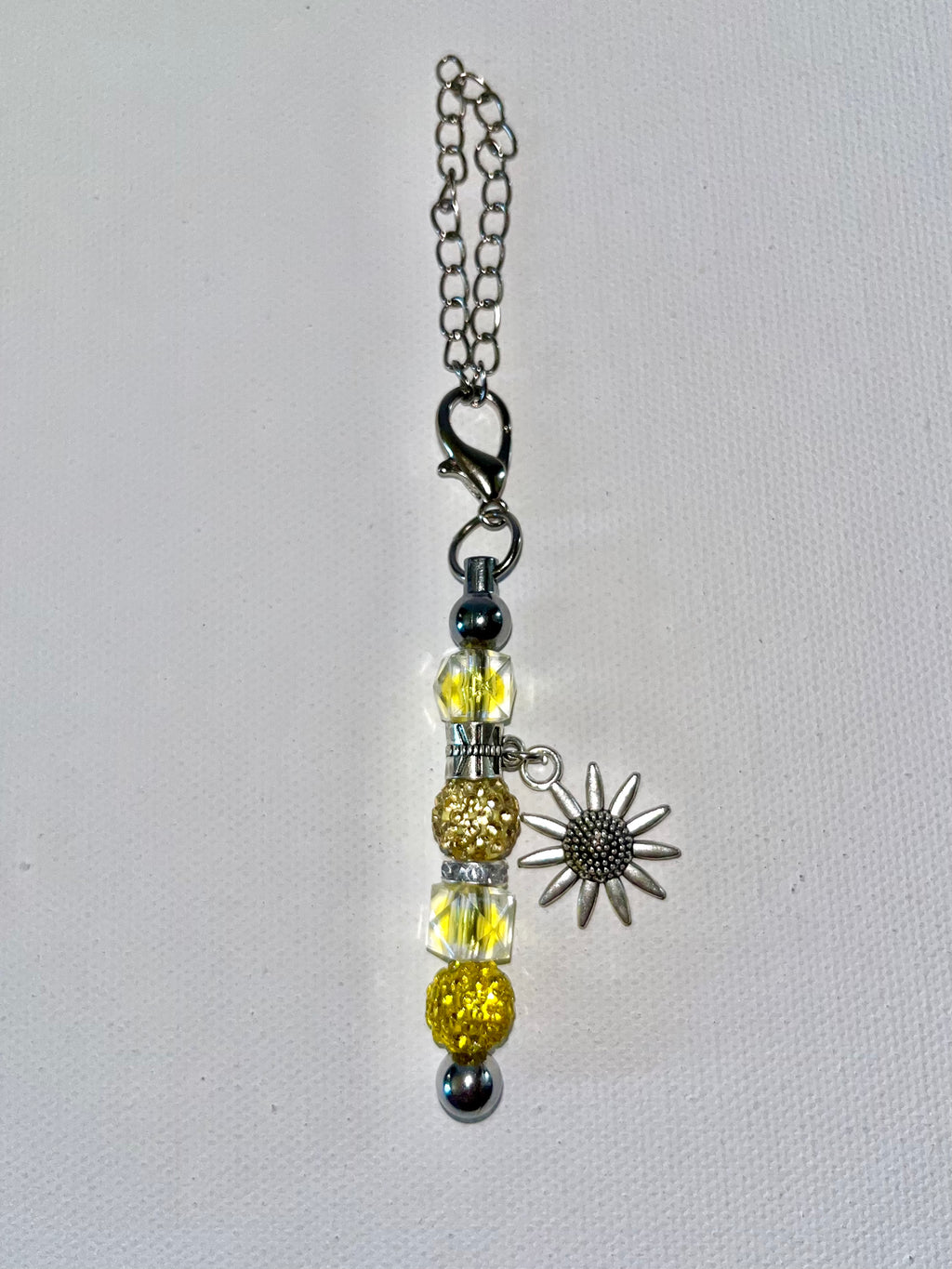 Sparkly Yellow Crystal & Rhinestone-Accented Cup Charm w/Cute Sunflower Charm