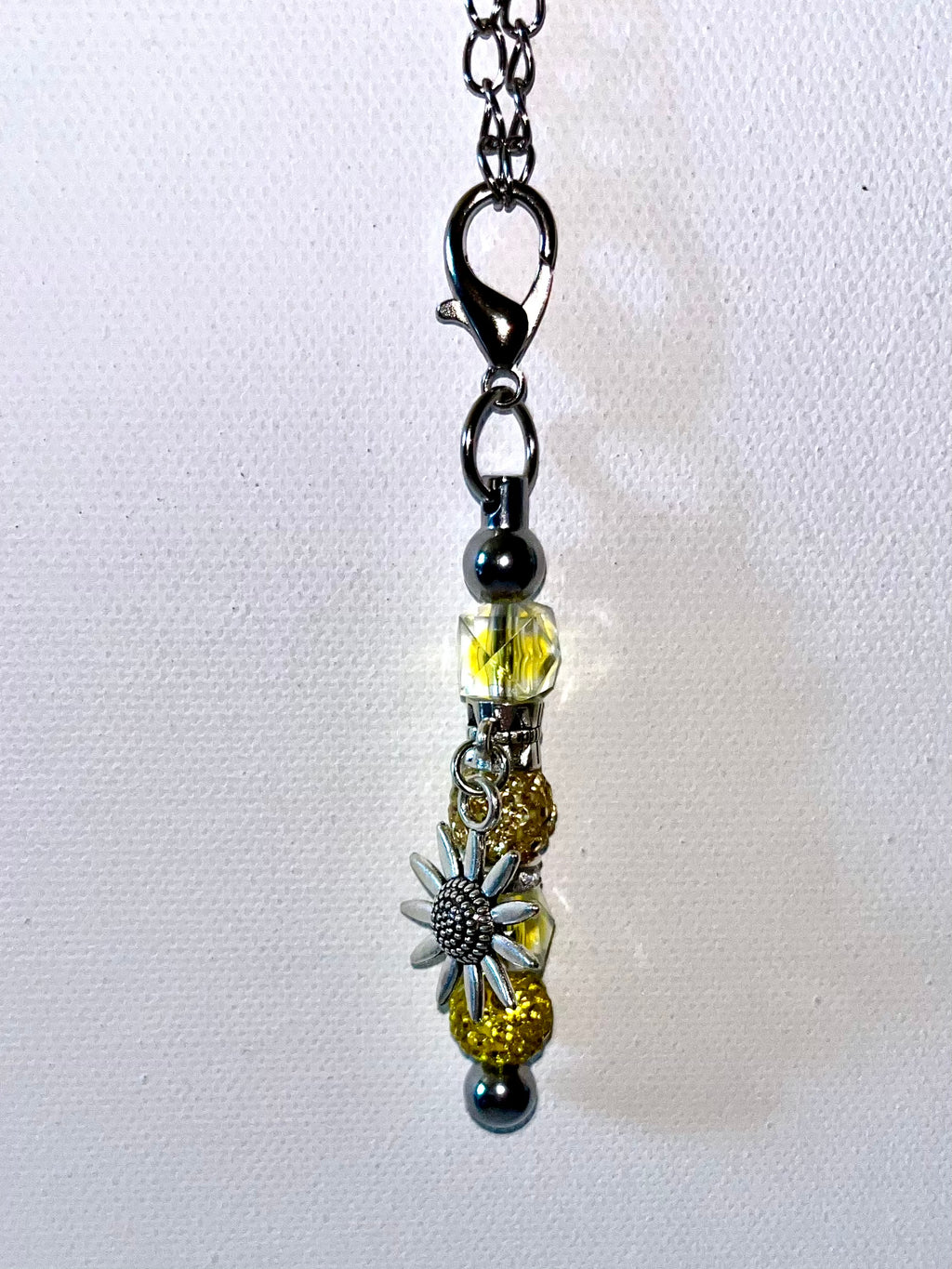 Sparkly Yellow Crystal & Rhinestone-Accented Cup Charm w/Cute Sunflower Charm