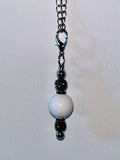 White Bead and Black Rhinestone Accented Cup Charm