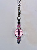 Delicate Faceted Pink Crystal Cup Charm w/Rhinestone Accents