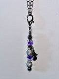 Sparkly Purple Faceted Crystal Bead Cup Charm w/Angel Charm & Rhinestone Accents