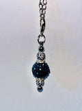 Iridescent Dark Blue Crystal Pavé Cup Charm w/Silver Accents