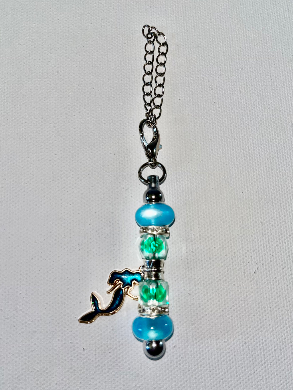 Blue, Green & Rhinestone-Beaded Mermaid Cup Charm