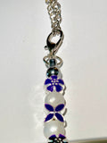 Purple Floral Charm w/White Pearl Beaded Cup Charm
