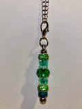 4-Tone Green Crystal, Rhinestone and Faceted Bead Cup Charm on Silver Hardware