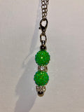 Silver tone Cup Charm w/Green Pavé Focal Bead w/Rhinestone & Pearl Accents