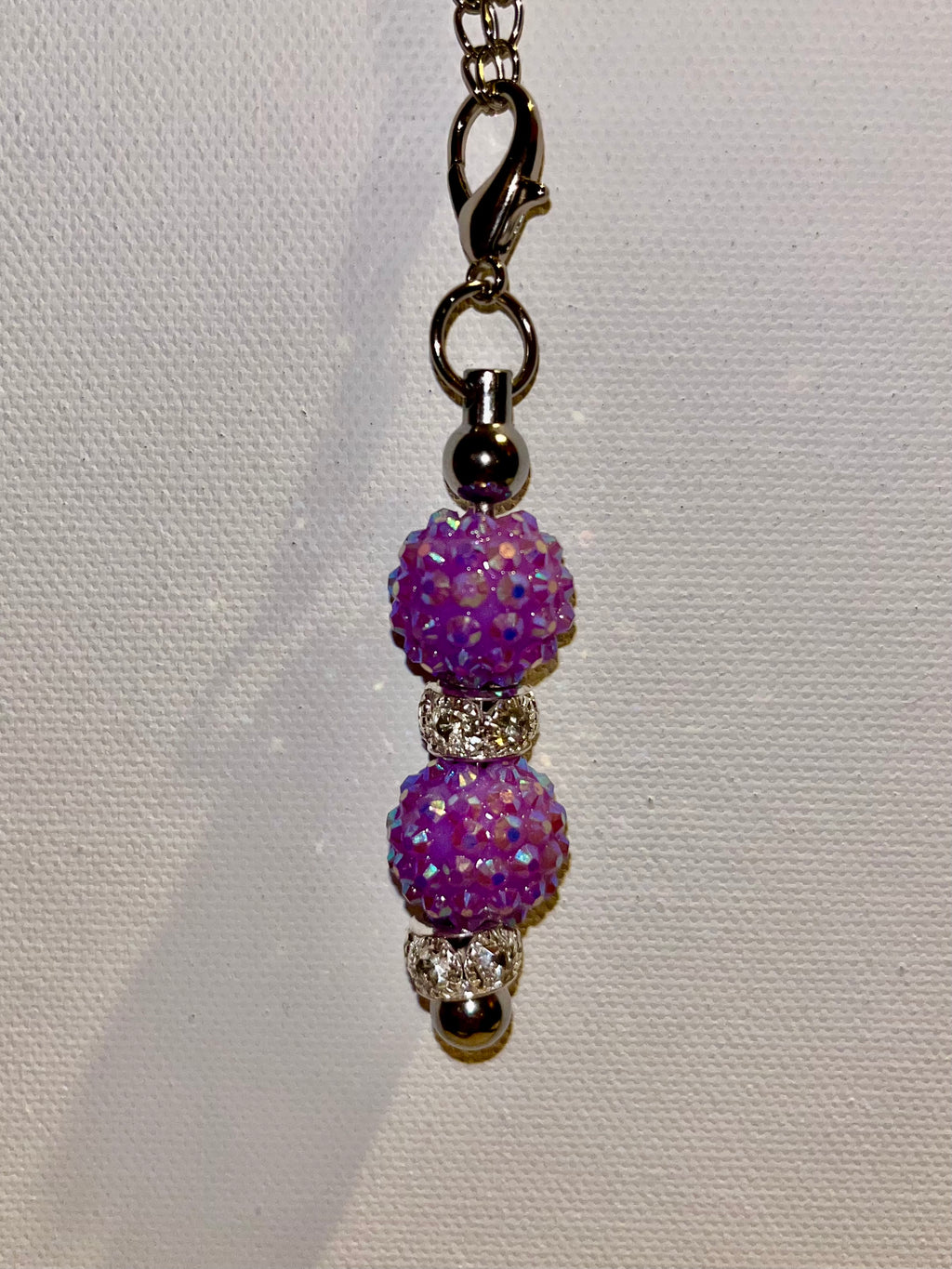 Iridescent Purple Rhinestone Focal Beads & Gold Rhinestone Accented Cup Charm
