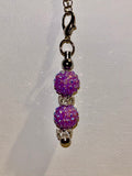 Iridescent Purple Rhinestone Focal Beads & Gold Rhinestone Accented Cup Charm