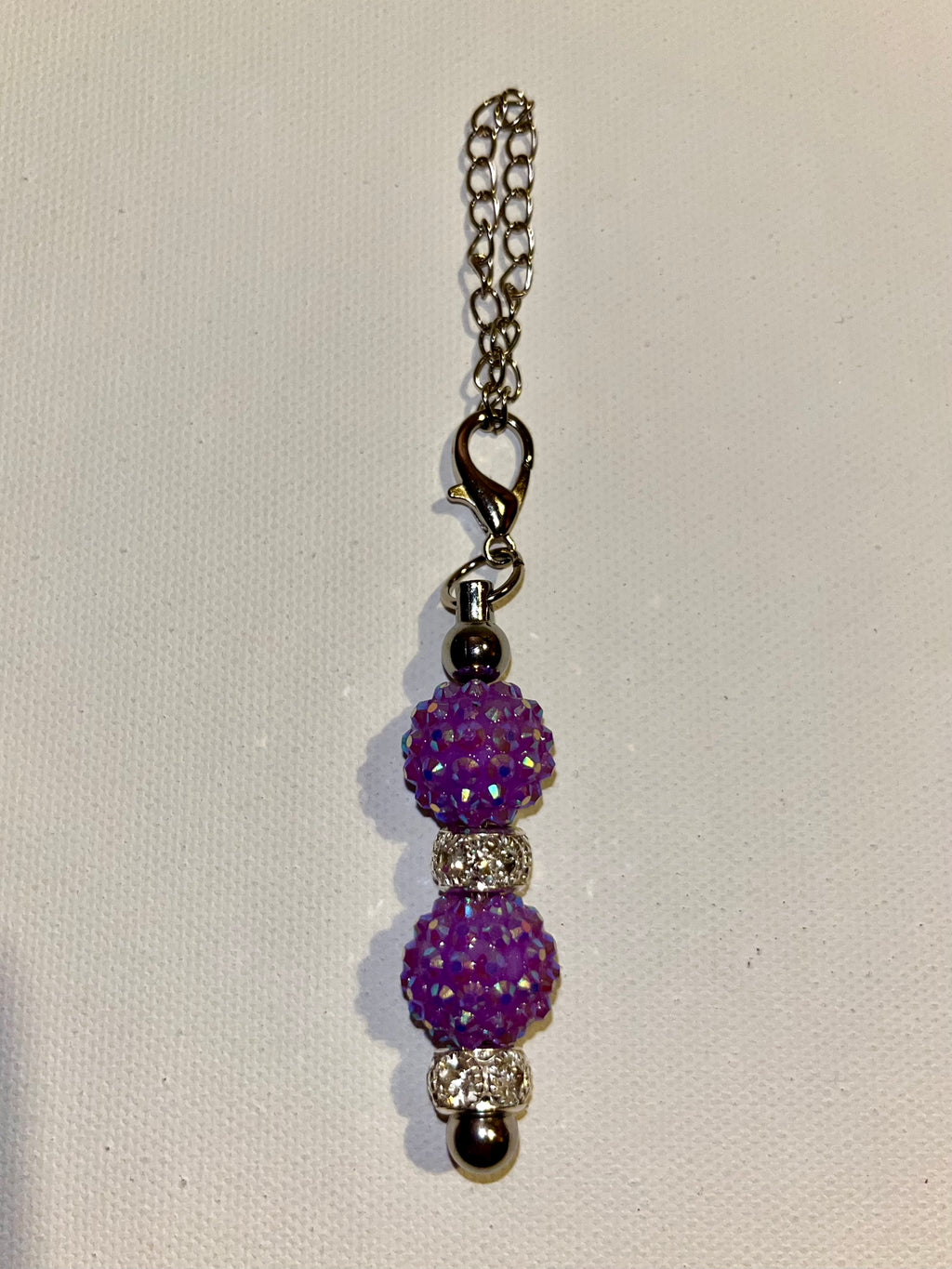 Iridescent Purple Rhinestone Focal Beads & Gold Rhinestone Accented Cup Charm