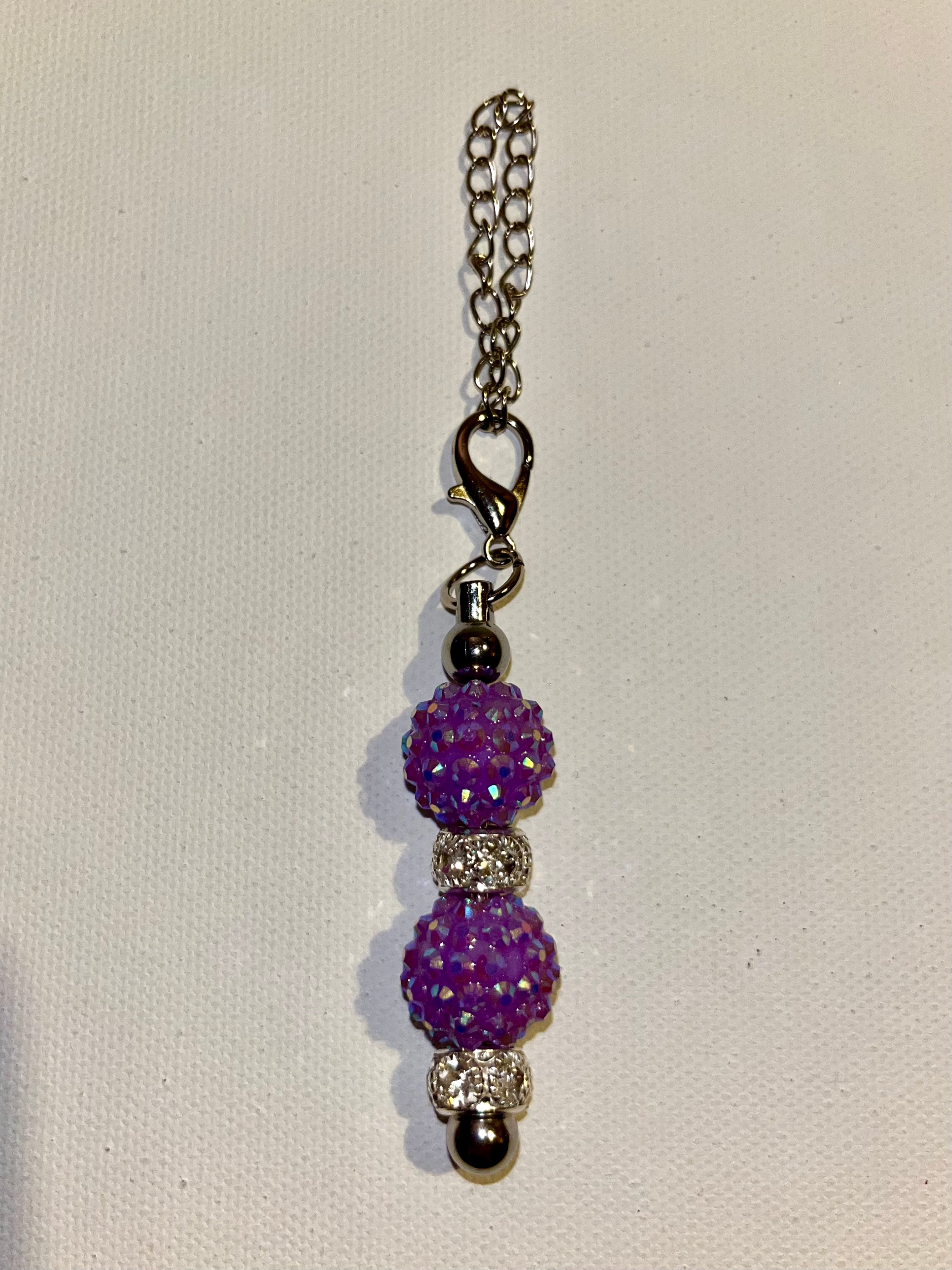 Iridescent Purple Rhinestone Focal Beads & Gold Rhinestone Accented Cup Charm