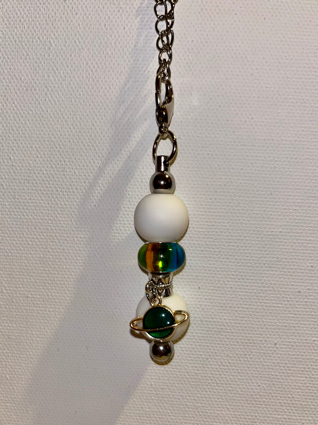Galaxy-Inspired Cup Charm w/White Silicone Beads & Iridescent Accents