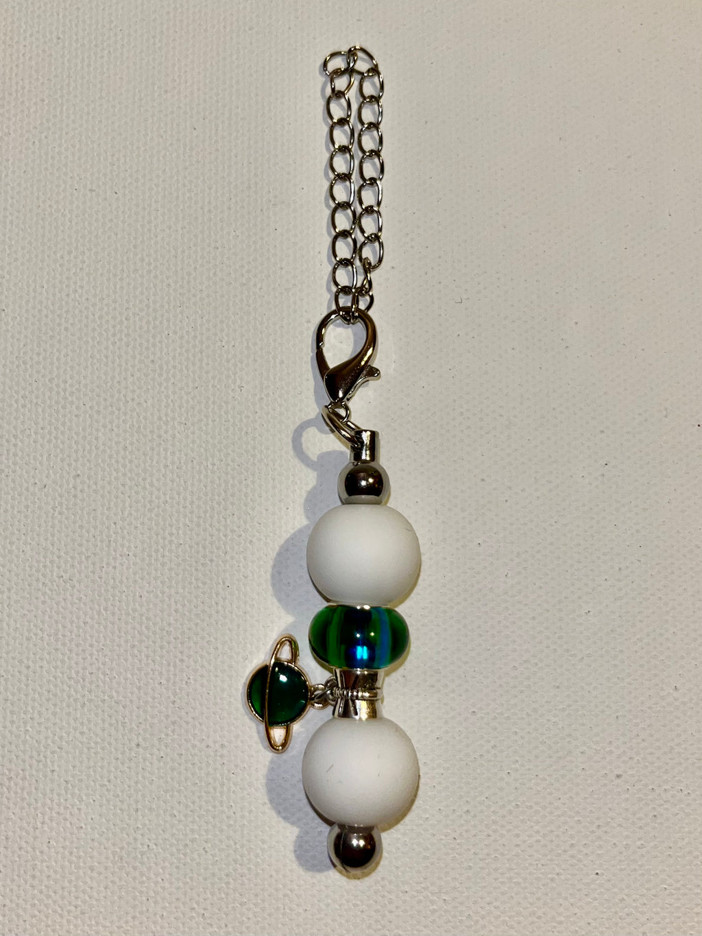 Galaxy-Inspired Cup Charm w/White Silicone Beads & Iridescent Accents