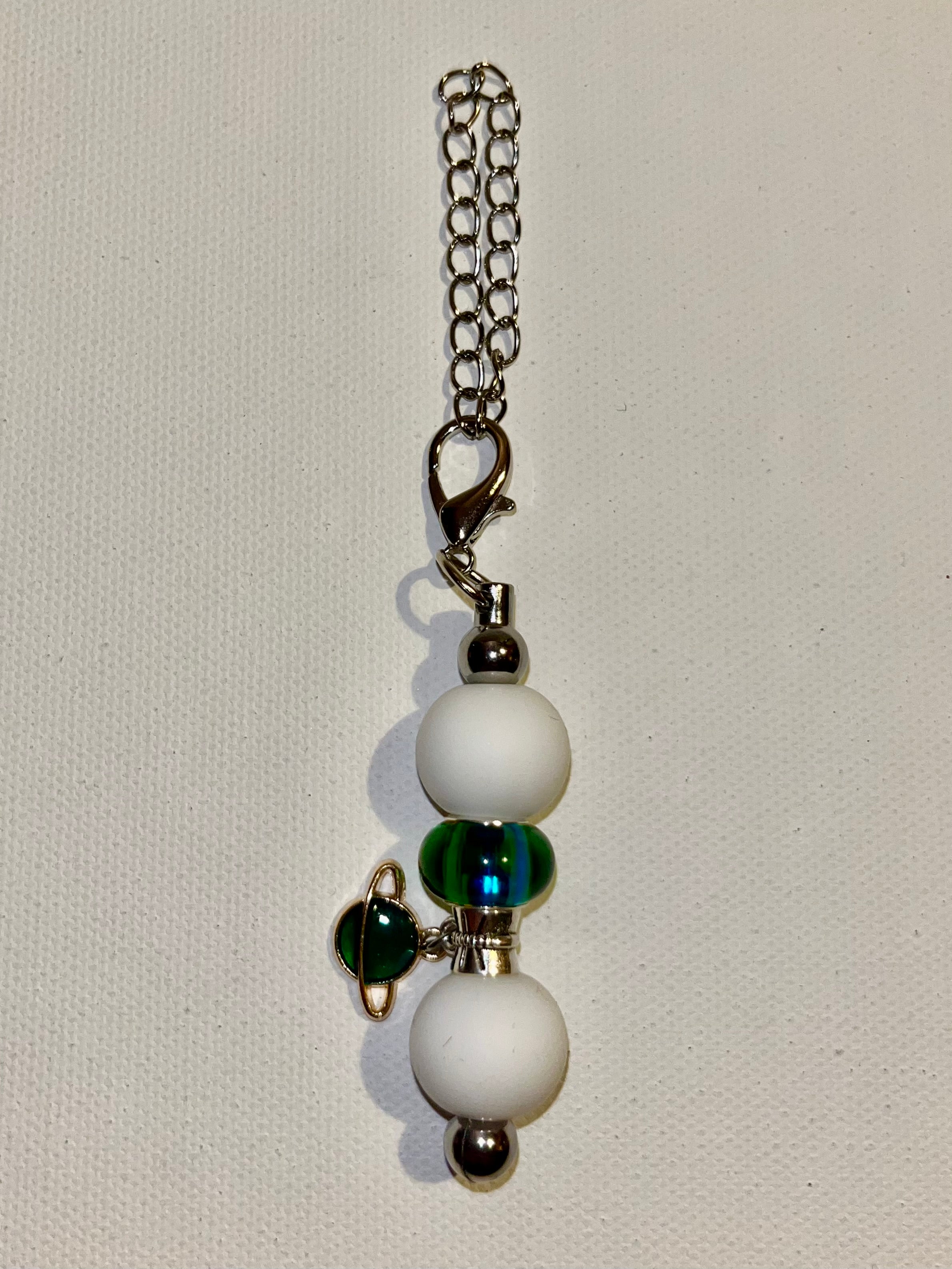 Galaxy-Inspired Cup Charm w/White Silicone Beads & Iridescent Accents