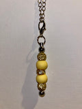 Yellow & Gold Beaded Cup Charm w/Gold Rhinestone Accents
