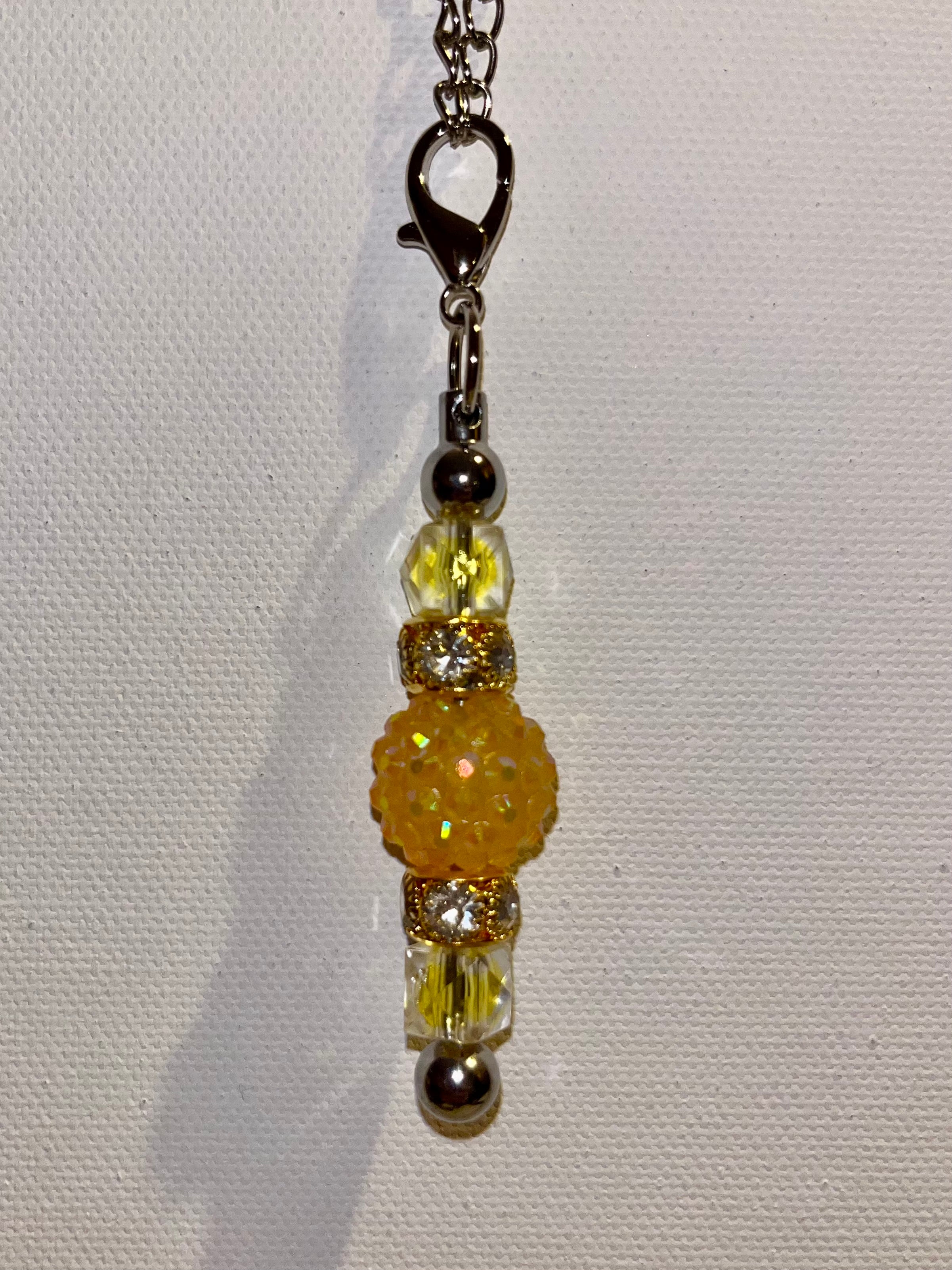 Cup Charm w/Yellow Pavé, Faceted & Rhinestone Accent Beads